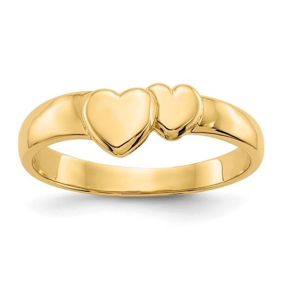 14k Yellow Gold Gold Polished Adjoining Hearts Ring,All Products : American Fashion Style Bags On Sale